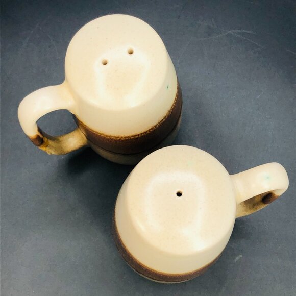 70s BEAUCE Ceramic Oversized Salt Pepper Shaker Set with Handle, Retro Boho - Picture 4 of 10